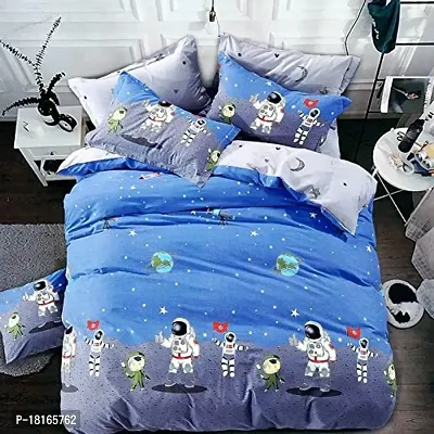 HomeStore-YEP Cartoon Print Bedsheet for Kids Double Bed Boys/Girls (Multicolour, 90 x 100 Inch) - Astronotes