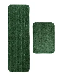 HomeStore-YEP Plain Anti Skid Microfiber Runner Kitchen Combo Door Mat| Floor Mat for Your Home  Kitchen (Grey,16x54 Inch-16x24 Inch)-Pack of 2 (Plain Green)-thumb1