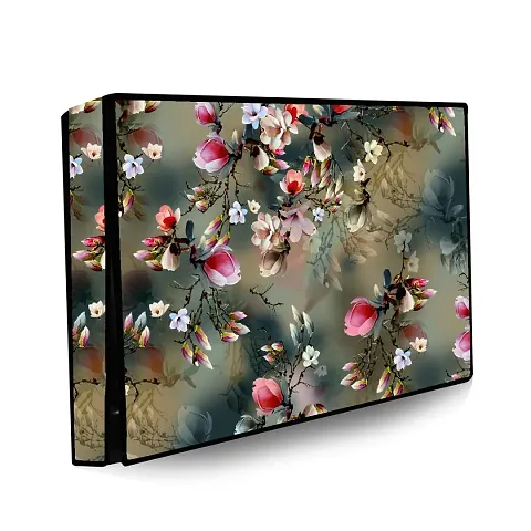 HomeStore-YEP Non woven Printed 24 Inches Led TV Cover / Led Cover with Transparent Polythene Layer Compatible for All Brands Every Models Green Flower
