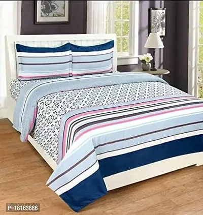 HomeStore-YEP 90GSM Glace Cotton Supersoft Double Bedsheet with 2 Pillow Covers - Size - 90x100 inchs, Multicolor