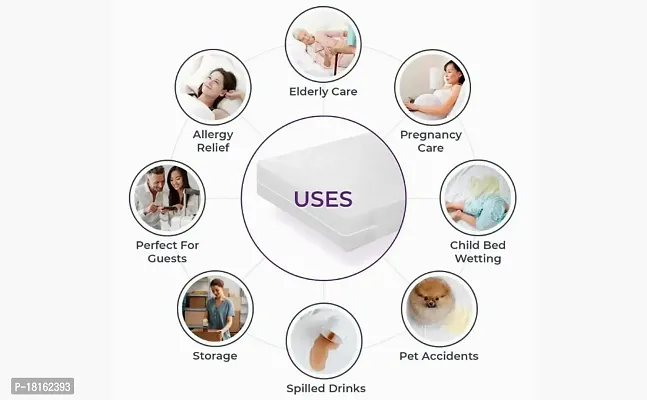 HomeStore-YEP Waterproof Double Bed Mattress Protector Cover with Elastic Strap (Multicolor, 75 x 72 inch)-thumb2