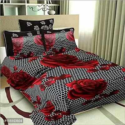 HomeStore-YEP 150 TC Cotton Double Bedsheet with 2 Pillow Covers - Queen Size, Black