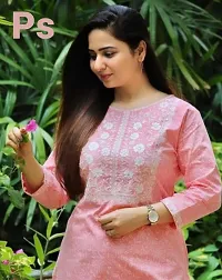 women pink embroidery kurta with pant-thumb1