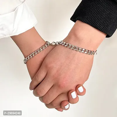 Stainless Steel Silver Bracelet Set Pack of 2-thumb0