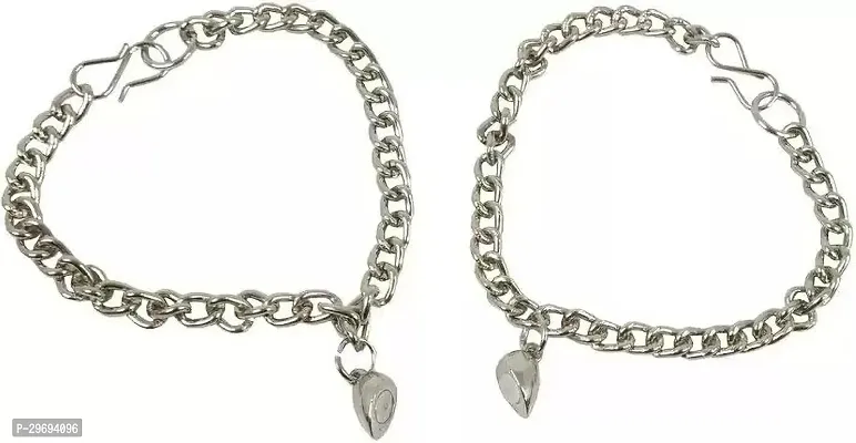 Aajkalgifts Stainless Steel Silver Bracelet Pack of 2-thumb2