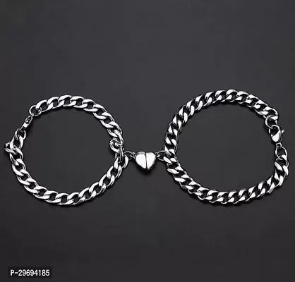 Stainless Steel Sterling Silver Bracelet Set Pack of 2-thumb0