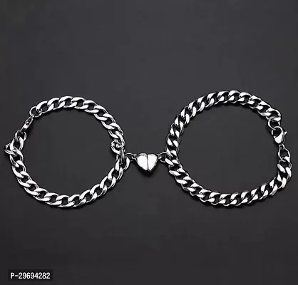 Stainless Steel Sterling Silver Bracelet Set Pack of 2-thumb0