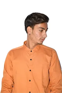 Men's Casual Cotton Shirt 100% Cotton Plain Solid Colors Stylish (X-Large, Orange)-thumb1