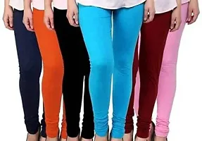 Anay Women's Regular Fit Cotton Leggings (NAVY+ORANGE+BLACK+FIROZA+MAR+BABY_PINK_Navy, Orange, Black, Firoza, Maroon, Baby Pink_Free Size)-thumb3