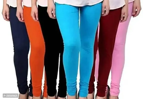Anay Women's Regular Fit Cotton Leggings (NAVY+ORANGE+BLACK+FIROZA+MAR+BABY_PINK_Navy, Orange, Black, Firoza, Maroon, Baby Pink_Free Size)-thumb4