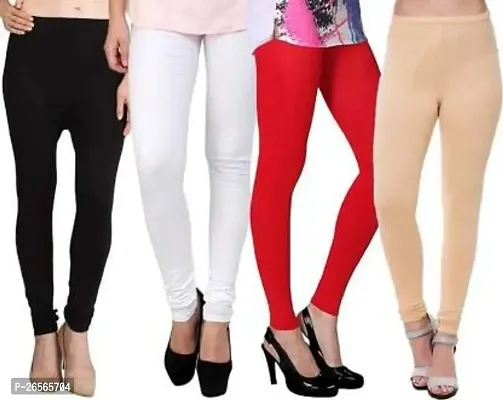 Aaru Collection Women's Regular Fit Cotton Churidar Leggings (Red, White, Black, Beige_Red White, Black, Beige_XL)