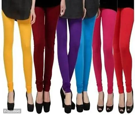 Anay Women's Regular Fit Cotton Leggings (GOLD+MAR+PURPAL+FIROZA+RANI+RED_Gold, Maroon, Purple, Firoza, Rani, Red_Free Size)-thumb0