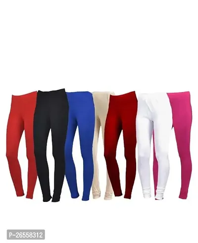 PR PINK ROYAL Women's Solid Cotton Viscose Lycra Regular Fit Leggings Combo Pack 7 | Color Red,Black,Blue,Begie,Maroon,White,Pink-thumb0