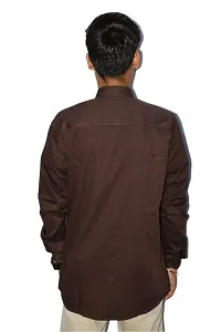 Men's Casual Cotton Shirt 100% Cotton Plain Solid Colors Stylish (Medium, Brown)-thumb3