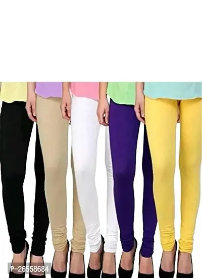 PR PINK ROYAL Fashion Viscose Lycra Fabric Leggings for Women Multi Color Combo Pack of 5 | Color Black,Begie,White,Purple,Yellow