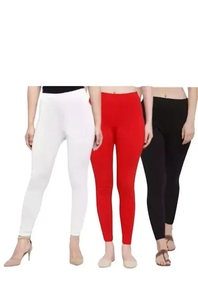 Stylish lycra Solid Leggings For Women - Pack Of 3