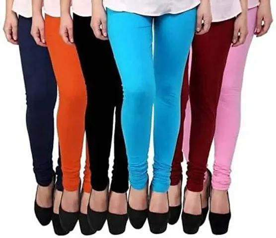 Fabulous Lycra Solid Ethnic Leggings For Women(Pack Of 6)