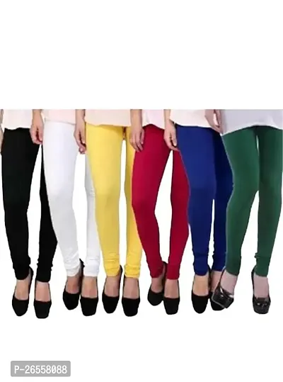 PR PINK ROYAL Fashion Viscose Lycra Fabric Leggings for Women Multi Color Combo Pack of 6 | Color Black,White,Yellow,Red,Blue,Green