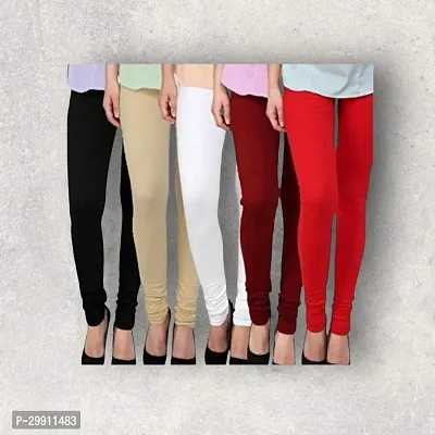 Fabulous Multicoloured Viscose Rayon Solid Leggings For Women Pack Of 5