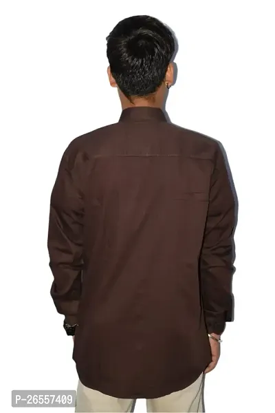 Men's Casual Cotton Shirt 100% Cotton Plain Solid Colors Stylish (X-Large, Brown)-thumb4