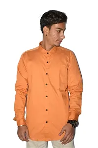 Men's Casual Cotton Shirt 100% Cotton Plain Solid Colors Stylish (X-Large, Orange)-thumb2