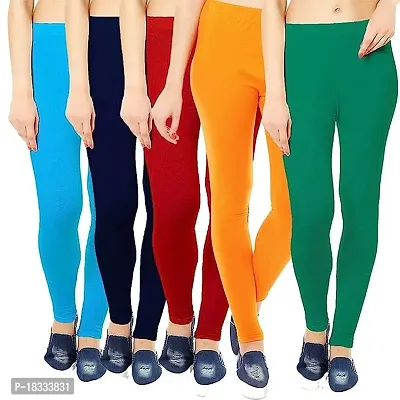 Fabulous Multicoloured Cotton Solid Leggings For Women Pack of 5-thumb0