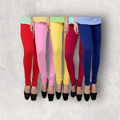 Fabulous Viscose Rayon Solid Leggings For Women Pack Of 5