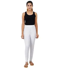 RUGAN Women's Churidar 4 Way Cotton Lycra Leggings Slim Fit | Black Leggings for Women | White Leggins for Women-thumb2