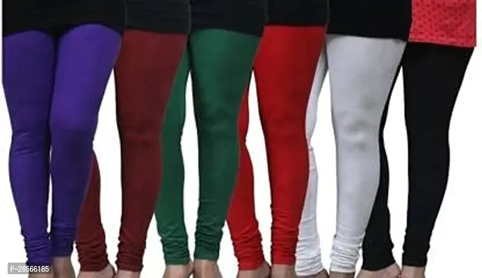 Anay Fabrics Women Ankle Length Stretchable Premium Plain Leggings Fashion Cotton Churidar Solid Regular Leggings for Women and Girls (Multicolor, Set of 6)-thumb4