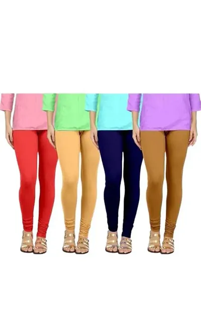 Stylish Rayon Solid Leggings For Women - Pack Of 4