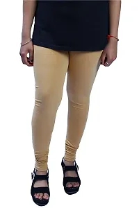 Ruby Soft Super Cotton Lycra Black and Beige Combo Churidaar Legging/Leggings Free Size Stretchable Waist (Pack of 2)-thumb2