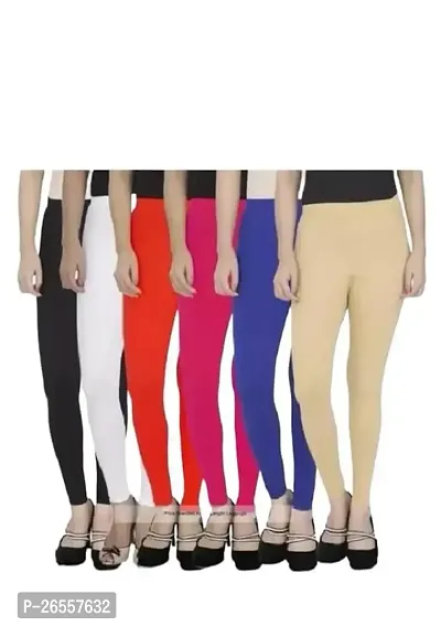 PR PINK ROYAL Fashion Viscose Lycra Fabric Leggings for Women Multi Color Combo Pack of 6 | Color Black,White,Red,Pink,Blue,Begie-thumb0