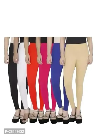 PR PINK ROYAL Fashion Viscose Lycra Fabric Leggings for Women Multi Color Combo Pack of 6 | Color Black,White,Red,Pink,Blue,Begie