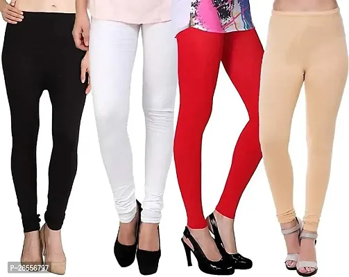 Zefiny Chudidar Cotton Stretchable Legging for Women Combo Pack of 4 Multicolor-thumb0