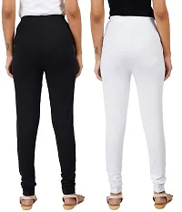 RUGAN Women's Churidar 4 Way Cotton Lycra Leggings Slim Fit | Black Leggings for Women | White Leggins for Women-thumb1