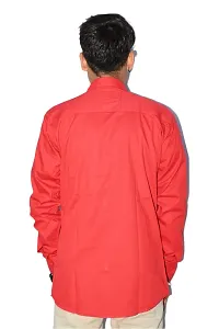 Men's Casual Cotton Shirt 100% Cotton Plain Solid Colors Stylish (X-Large, Red)-thumb3