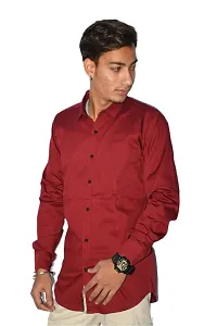 Men's Casual Cotton Shirt 100% Cotton Plain Solid Colors Stylish (X-Large, Light Maroon)-thumb2
