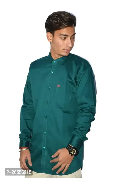 Men's Casual Cotton Shirt 100% Cotton Plain Solid Colors Stylish (Large, Sea Green)-thumb0