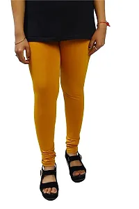 Ruby Soft Super Cotton Lycra Black and Mustard Combo Churidaar Legging/Leggings Free Size Stretchable Waist (Pack of 2)-thumb1