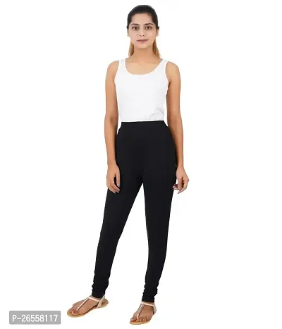 RUGAN Women's Churidar 4 Way Cotton Lycra Leggings Slim Fit | Black Leggings for Women | White Leggins for Women-thumb4