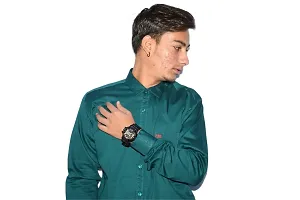 Men's Casual Cotton Shirt 100% Cotton Plain Solid Colors Stylish (Medium, Sea Green)-thumb2