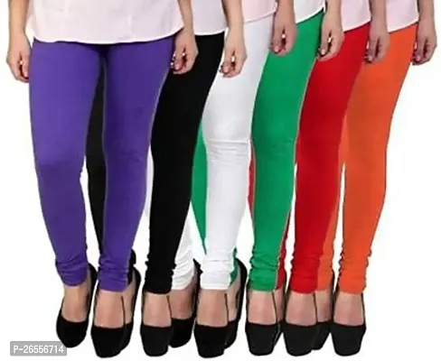 Anay Women's Regular Fit Cotton Leggings (PURPAL+BLACK+WHITE+GREEN+RED+ORANGE_Purple, Black, White, Green, Red, Orange_Free Size)