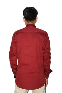 Men's Casual Cotton Shirt 100% Cotton Plain Solid Colors Stylish (X-Large, Light Maroon)-thumb4