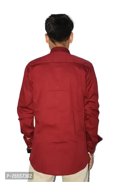 Men's Casual Cotton Shirt 100% Cotton Plain Solid Colors Stylish (X-Large, Light Maroon)-thumb5