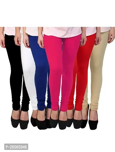 PRO MACK ZONE Women's Cotton Stretchable Skinny Fit Leggings for Women and Girls Legging Free Size Combo (Pack of 6, Multicolor)