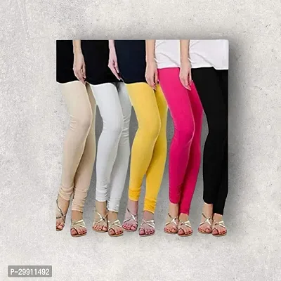 Fabulous Multicoloured Viscose Rayon Solid Leggings For Women Pack Of 5-thumb0