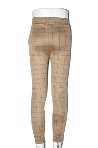 Women's Checks Printed with Side Pockets Stretchable Jegging/Leggings/Jogger/Track Pants (Beige)-thumb4