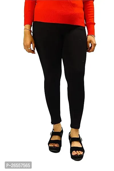 Ruby Soft Ankle Length Super Cotton Lycra Legging Combo of 2 (Black and Beige) Free Size Stretchable Waist 24 to 36 Inch (XL)-thumb4