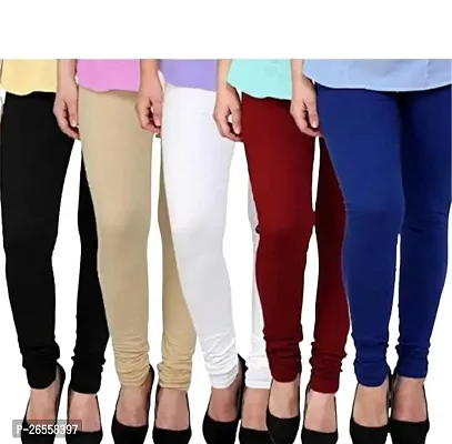 PR PINK ROYAL Fashion Viscose Lycra Fabric Leggings for Women Multi Color Combo Pack of 5 | Color Black,Begie,White,Maroon,Navy Blue
