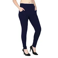 Angelou Creations Women's Cotton Stretchable Ankle Length Pocket Legging Free Size- 26-34 Inch-thumb1